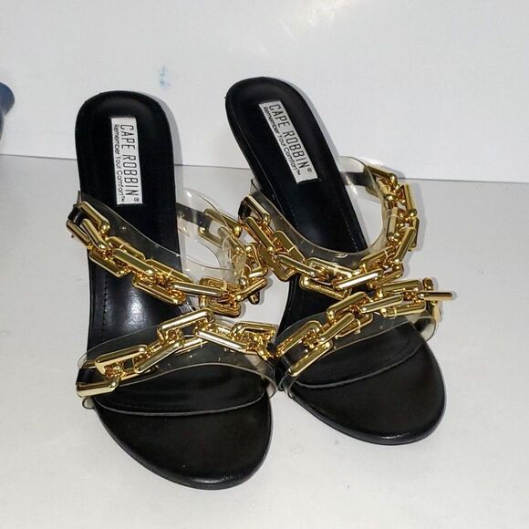 Cape Robbin Women's Heels Boho Gold Tone Chain Detail Almond Toe Slip On Size 11 - Picture 10 of 13